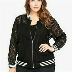Torrid Black Lace Bomber Jacket